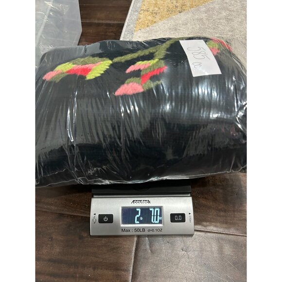 Anis.A Medium Black Knitted Embroidered Floral Sweater Coat Felt Flower Accents - Picture 9 of 9